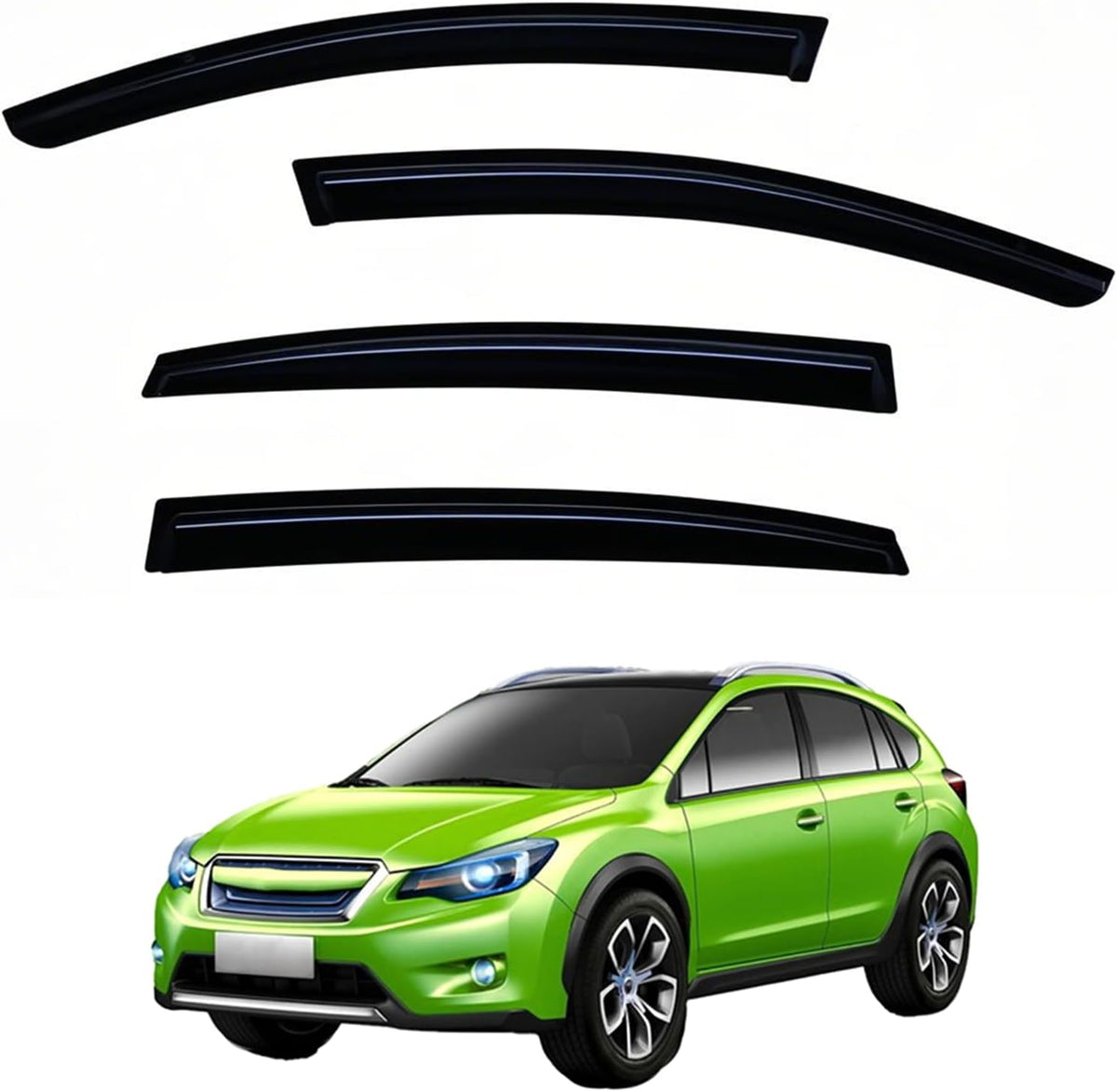 Window Visors Rain Guards fits 2013 2014 2015 XV CrossTrek, Out-Channel Window Wind Deflectors Vent Shades Accessories for 2016-2017 CrossTrek, 2012-2016 Impreza Hatchback, Dark Smoke 4 Pcs