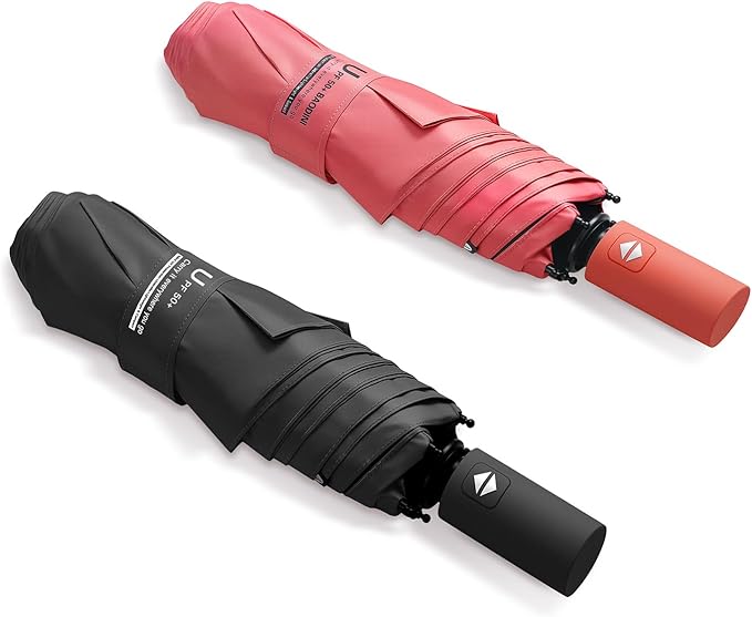 BAODINI Small UV Protection Travel Umbrella Compact for Rain and Sun UPF 50+ Windproof Portable 42 inch Umbrella for Women and Men