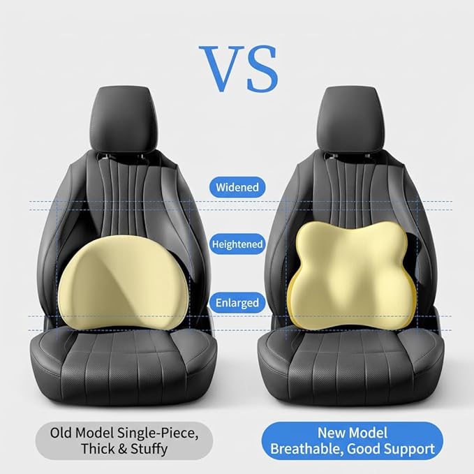 Car Headrest Pillow & Lumbar for Audi A1 Sportback 2010-2015, Car Seat Neck Pillow Back Support, Breathable All-Season Automotive Seat Cushions, 2PCS,C Dual Gray