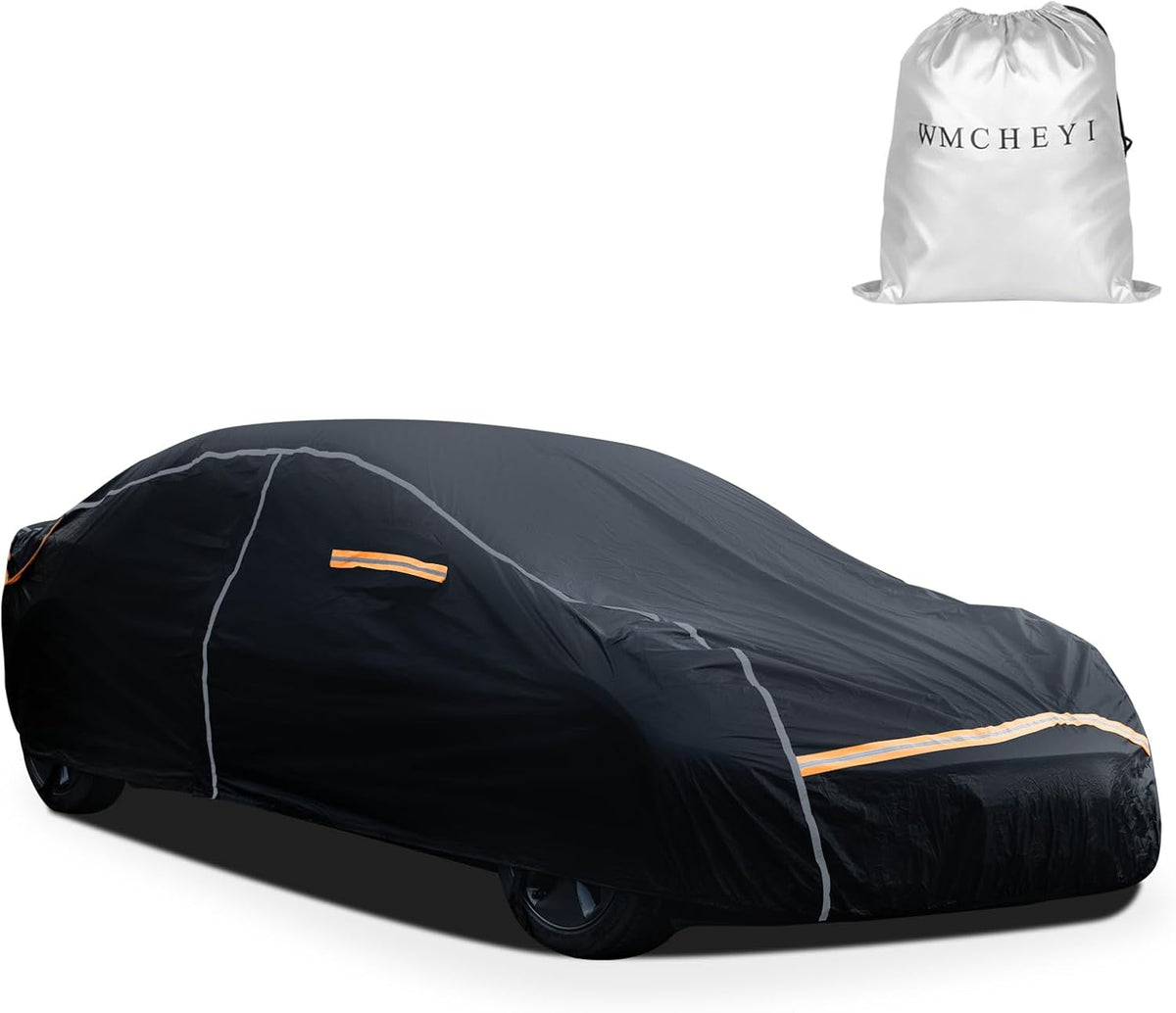 Car Cover Waterproof All Weather,6 Layers Car Covers for Automobiles, Full Exterior Cover with Zipper, Outdoor Car Cover Sun UV Rain Snow Wind Protection, Fit for 180"(180*70*59 inch)Sedan