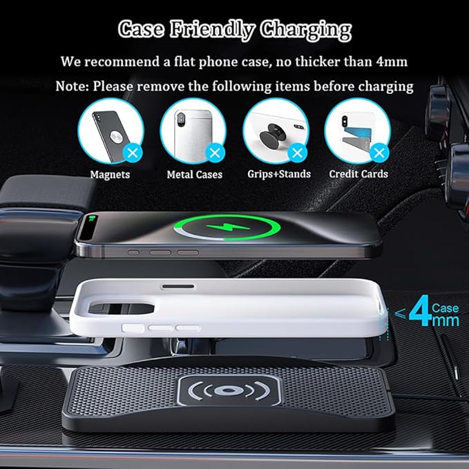Wireless Car Charger Pad for Chevrolet Blazer Captiva Equinox Suburban/Bolt EUV 2000-2026, Type-C/USB 20W Car Wireless Charger Non-Slip Phone Charging Pad Car Accessories