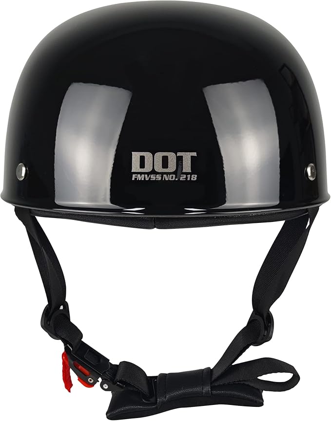 Adult Unisex Black Half Motorcycle Helmet, DOT Approved, for Chopper Moped Scooter Motorbike Electric