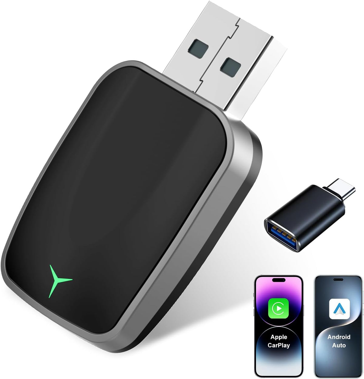 Mini Wireless CarPlay & Android Auto Adapter – Plug & Play Dongle, Convert Wired to Wireless, USB-A/C, Compatible with 2016+ Cars & iPhone iOS 10+/Android Devices