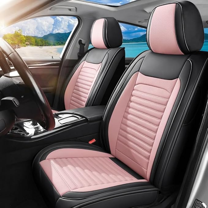 Car Seat Covers Full Set Fit for Toyota Corolla Cross 2022-2025,2026, Premium Faux Leather Car Seat Protector,Breathable Anti-Slip Full Wrapping Edge Seat Covers(Black&Pink,Full Set)