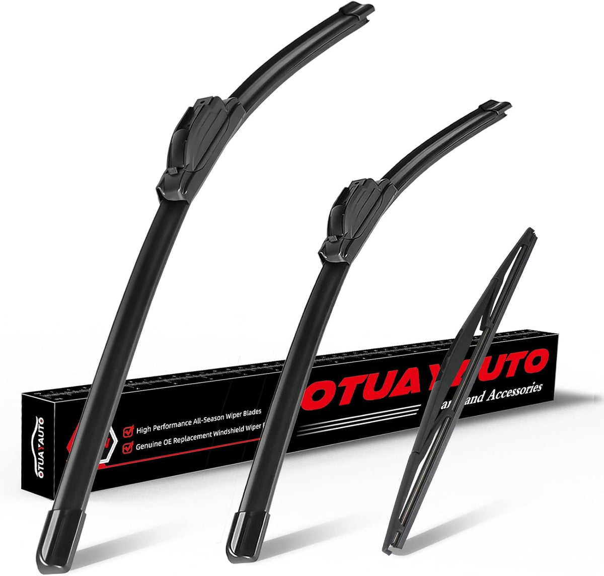 OTUAYAUTO Premium Windshield Wiper Blades - Replacement for Acura MDX 2014-2020 - Precision Fit, All-Weather Performance, Front and Rear Wiper Blades, J/U Hook - 26"+20"+14" (Pack of 3)