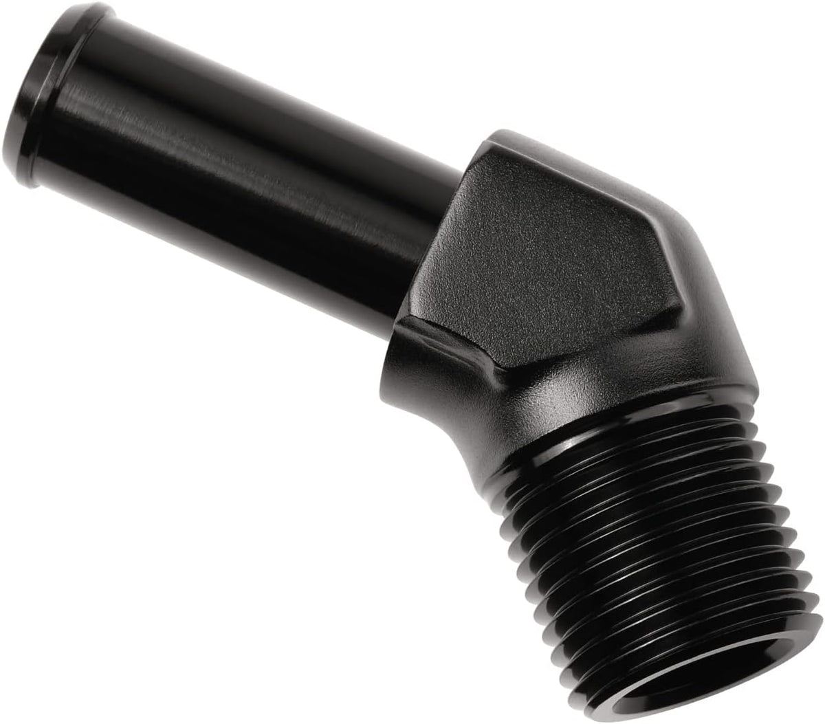 3/8 NPT Male to 1/2" Hose Barb Fitting Adapter 45 Degree Elbow Aluminum Black