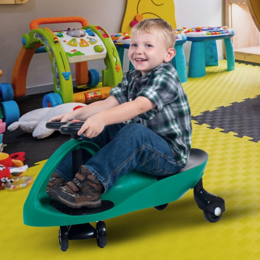 Wiggle Car Ride On Toy - No Batteries, Gears or Pedals - Twist, Swivel, Go - Outdoor Ride Ons for Kids 3 Years and Up by Lil' Rider (Green)