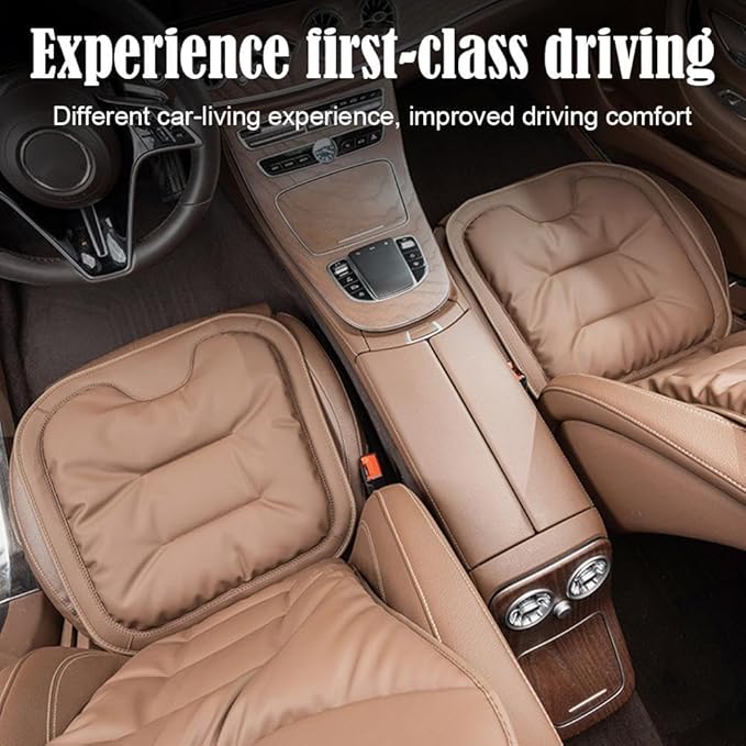 Skin-Friendly & Dirt-Repellent Leather Seat Cushions, 2026 Car Seat Cushion for Driving, 1.57" Thick Comfort Seat Protector, Universal Non-Slip Memory Foam Pad for Car (White, Backrest Cushion)