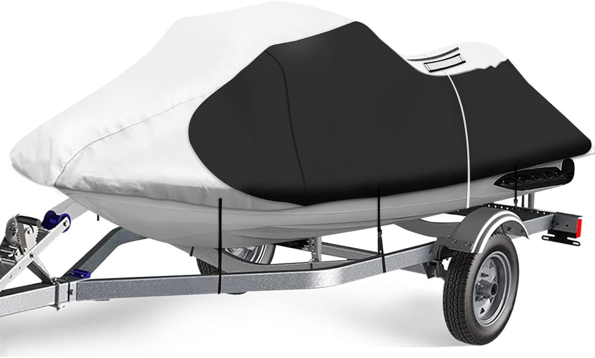 iCOVER Jet Ski Cover- Water Proof Heavy Duty Trailerable Personal Watercraft Covers for Seadoo Kawasaki Yamaha Wave Runner, Fits PWC Models Up to 135in Long