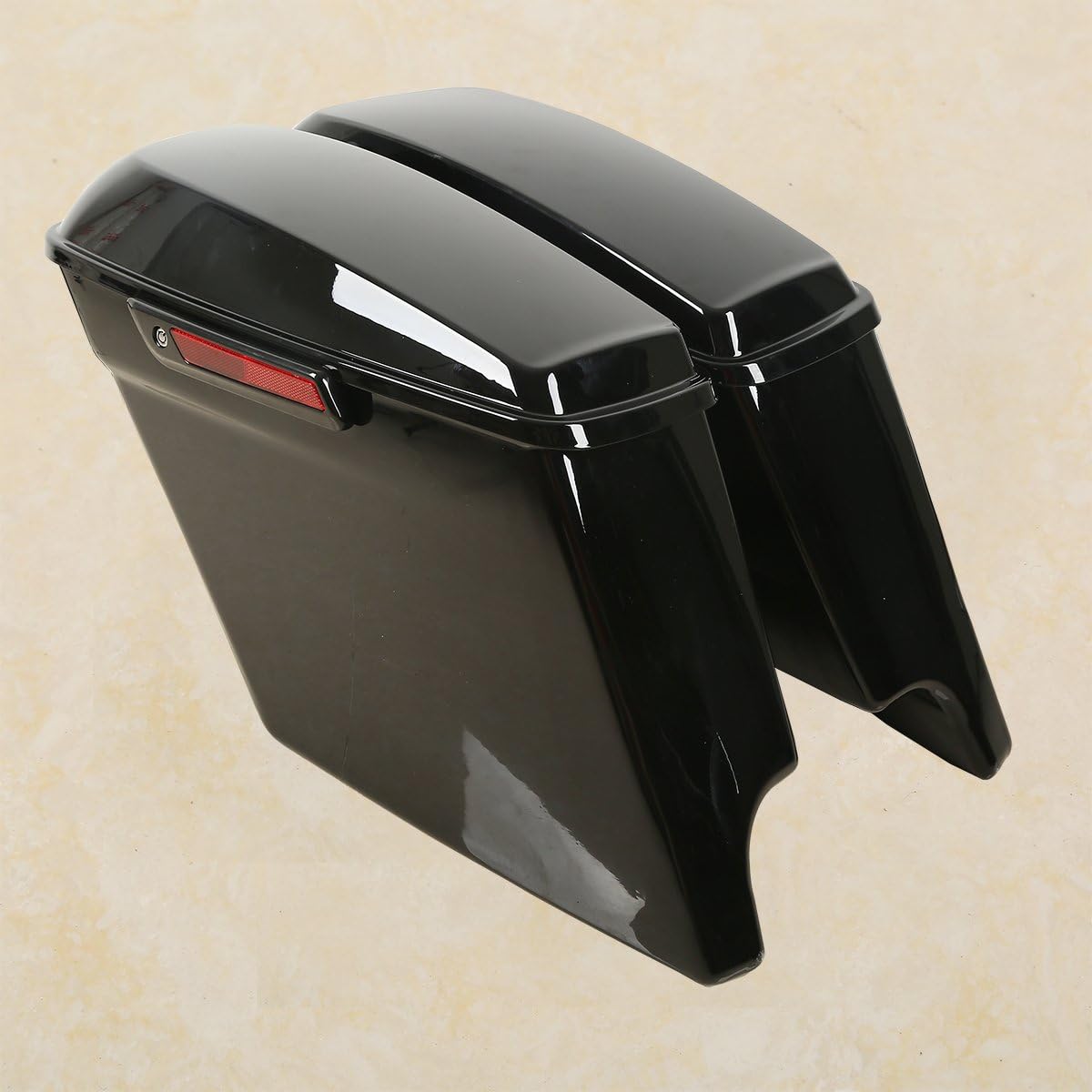 XFMT Vivid Black 5" Stretched Extended Saddlebags Hard Saddle Bags W/Chrome Latches & Conversion Bracket For Harley Softail Heritage Deluxe 1984-2017