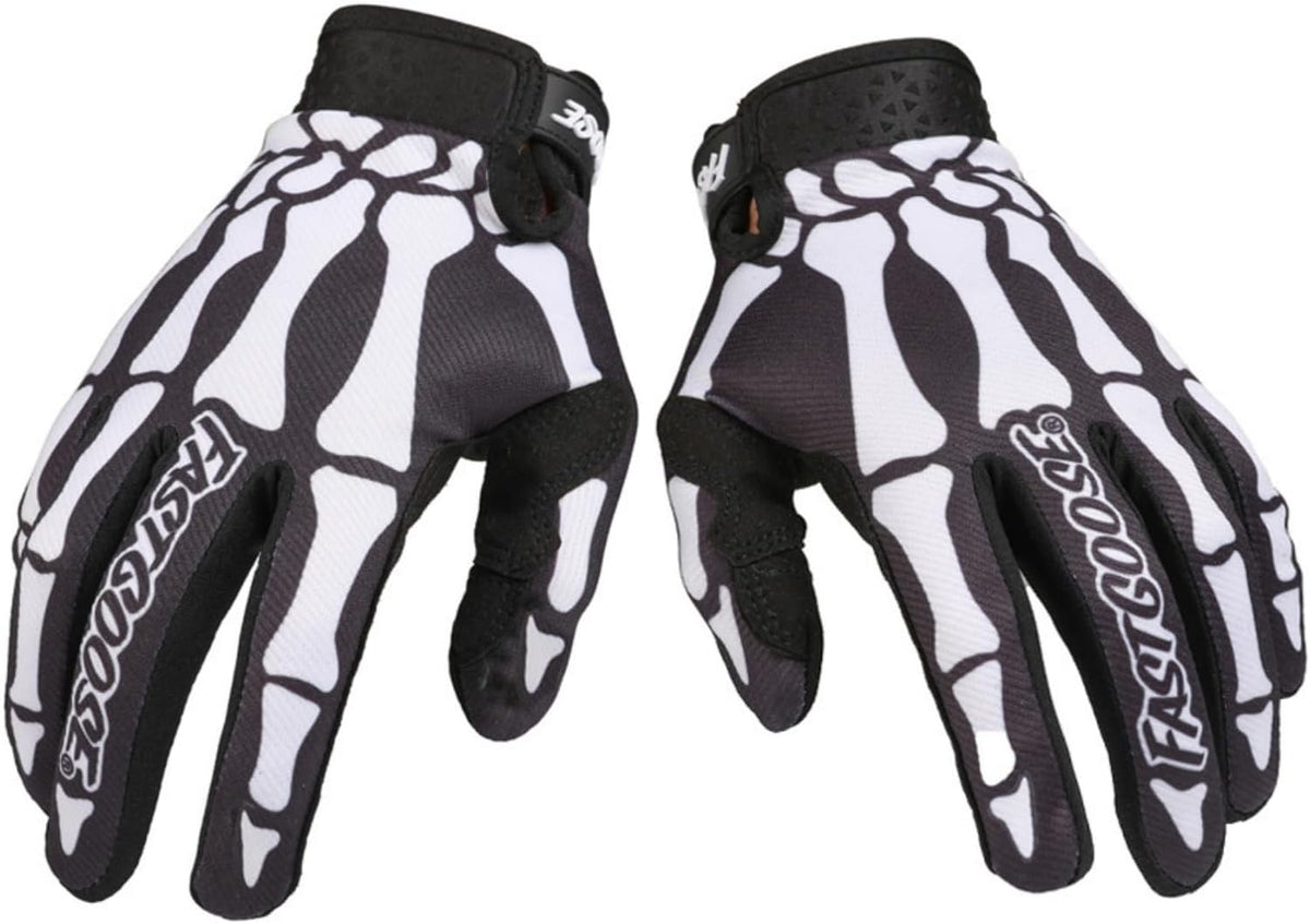 Skeleton Cool Motorcycle Bicycle Full Finger Off-Road Racing Gloves Outdoor Sports for Men Women & Mountaineering