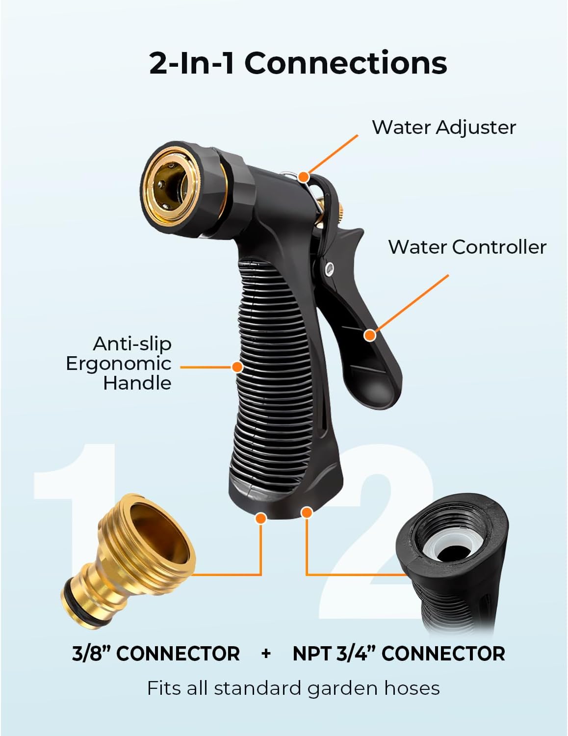 Car Wash Foam Gun + Microfiber Wash Mitt - Car Foam Sprayer - Foam Cannon for Hose - Spray Foam Gun Cleaner - Snow Foam Blaster for Cars, Boats, RVs, Foam Cannon Connects to Any Garden Hose