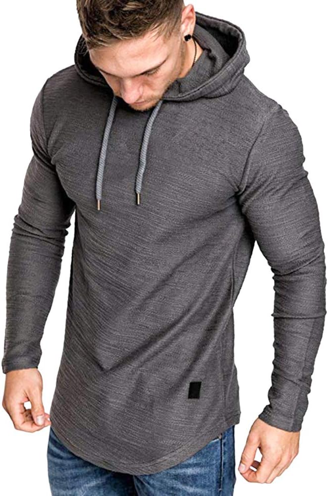 Lexiart Mens Fashion Athletic Hoodies Sport Sweatshirt Solid Color Fleece Pullover