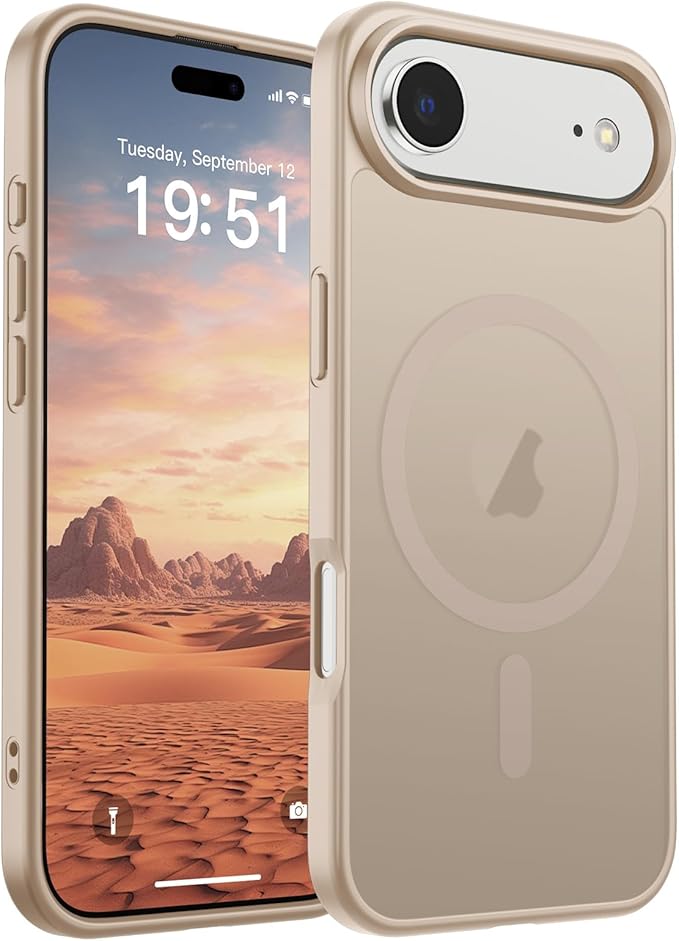 SUPFINE Magnetic for iPhone Air Case (Compatible with MagSafe)(Military Grade Drop Protection) Slim Translucent Matte Shockproof with Anti-Fingerprint Phone Cover for 17 Air,Desert Gold