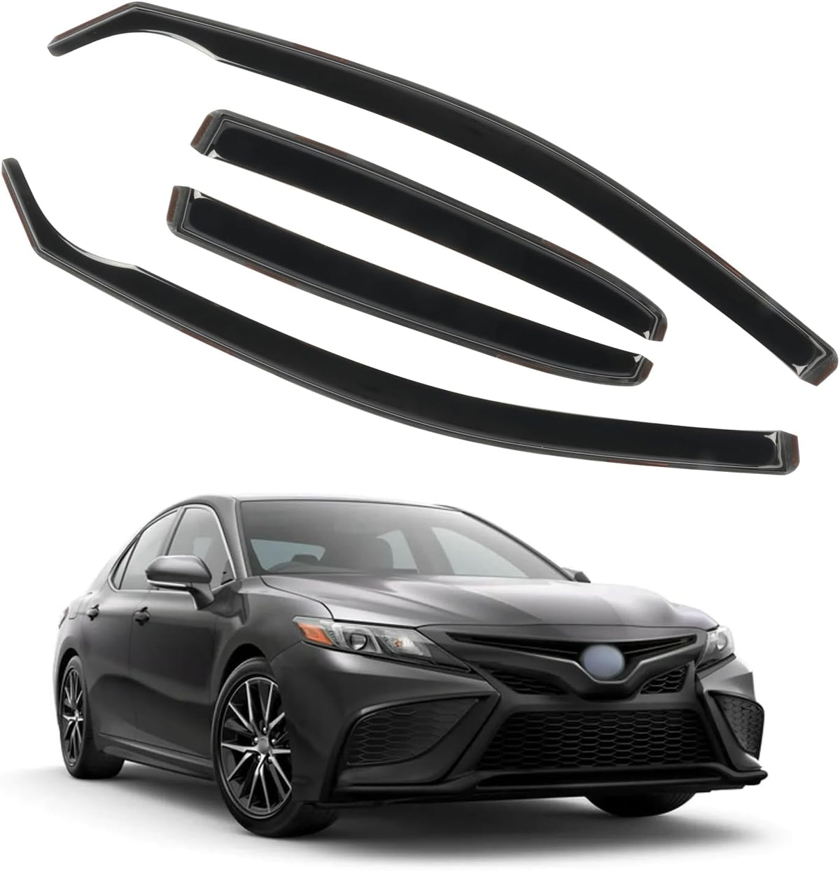 in-Channel Rain Guards for Toyota Camry 2018 2019 2020 2021 2022 2023 2024, Extra Durable Side Window Visors Deflectors, Smoke Tinted Vent Visors Shade Shield for Car Window