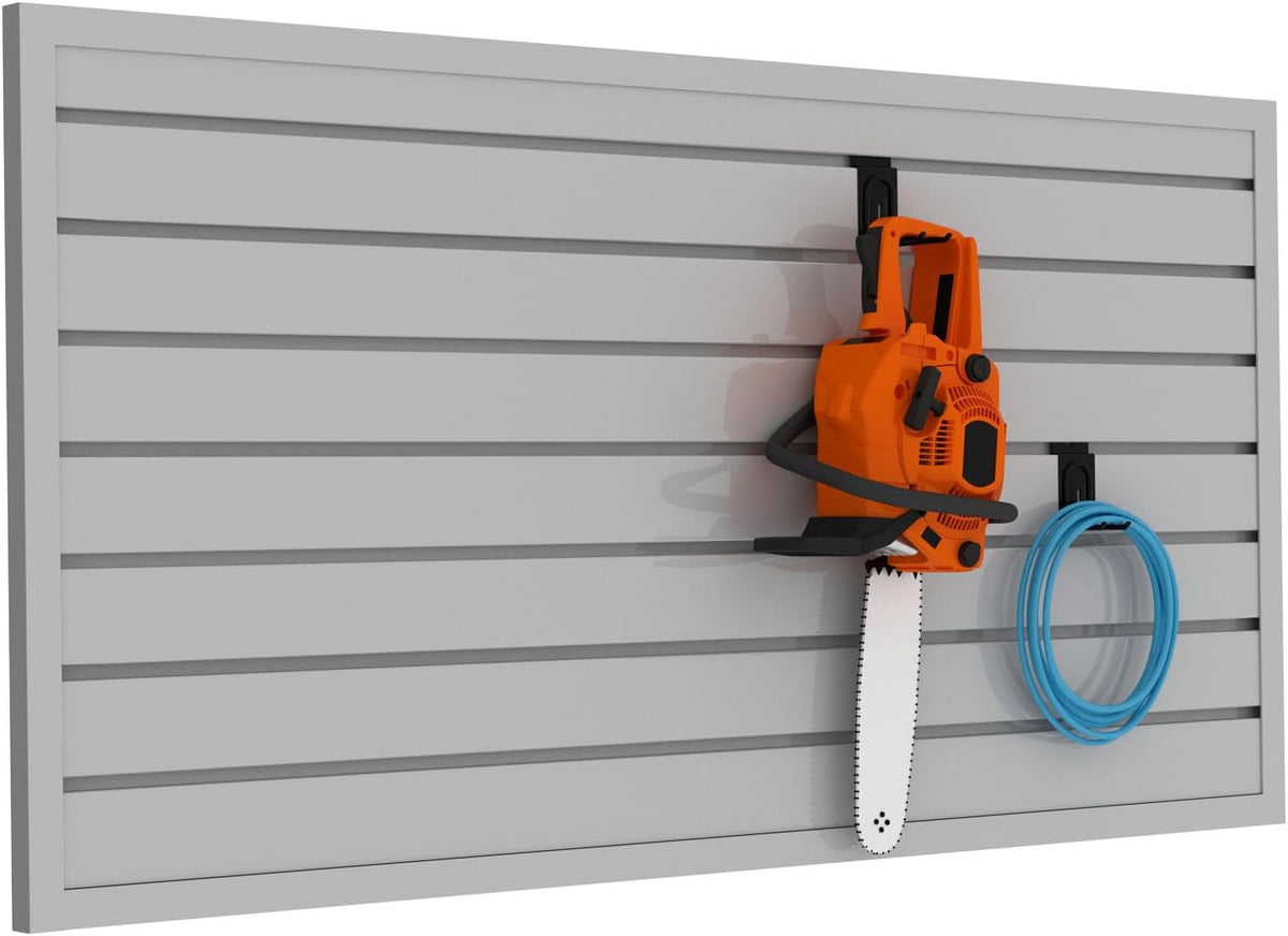 Slatwall Panel Garage Organizer PVC Slatwall Heavy Duty Wall Mounted Rack, Interlocking Slat Wall Panels for Tool Organization Peg Board(Grey 4 x 2 ft)