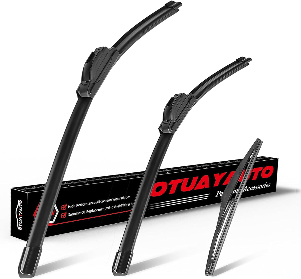 OTUAYAUTO Premium Windshield Wiper Blades - Replacement for Toyota Venza 2009-2016 - Precision Fit, All-Weather Performance, Front and Rear Wiper Blades, J/U Hook - 26"+22"+12" (Pack of 3)