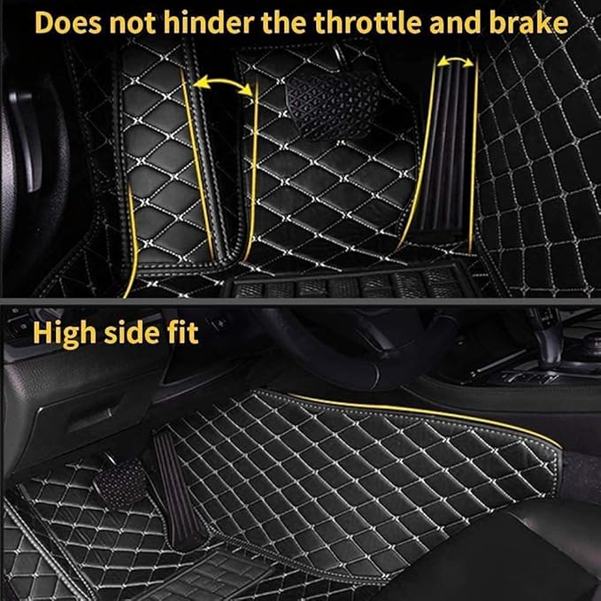 Custom Car Floor Mat Compatible with 97% Car Models Luxury Leather All Weather Waterproof Anti-Skid Full Coverage Car Mats (Pink and Black)