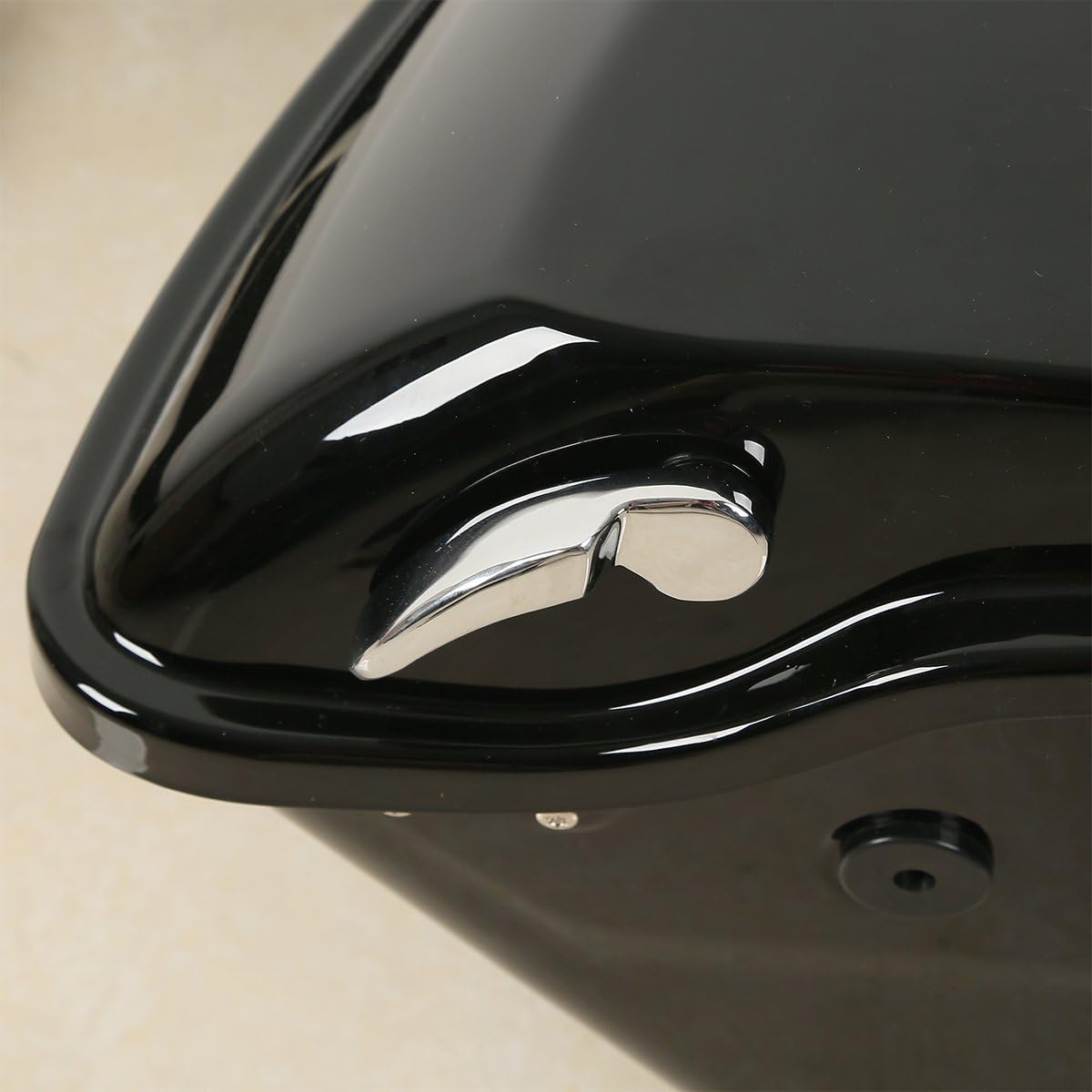 XFMT Vivid Black Motorcycle Saddlebags Hard Saddle Bags W/Black Latches & Chrome Conversion Bracket For Harley Softail Heritage Deluxe 1984-2017