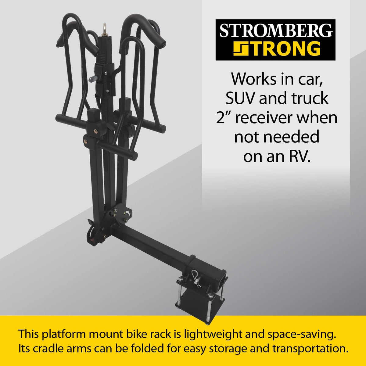 Stromberg Carlson BC-202BA 2-Bike Platform Style Hitch Mount Foldable Bike Rack with Bumper Adapter for 2" Hitch or RV Bumper