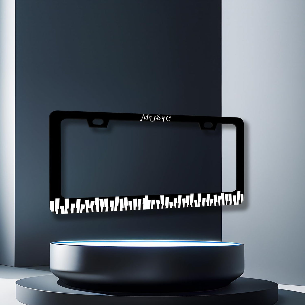 Piano Music License Plate Frame Music Notes License Plate Holder Stainless Steel Front and Rear Car Tags Auto Parts Funny License Plate Decoration with Screws for Men Women s 12.2"x 6.2"