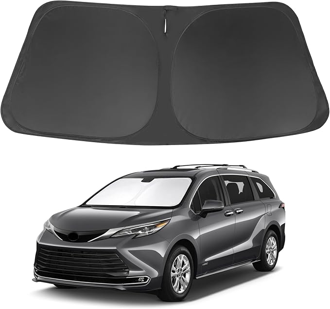Windshield Sun Shade Compatible with 2021 2022 2023 2024 2025 2026 Toyota Sienna Mini Van Accessories Sunshade Shield Keep Car Interior Cool