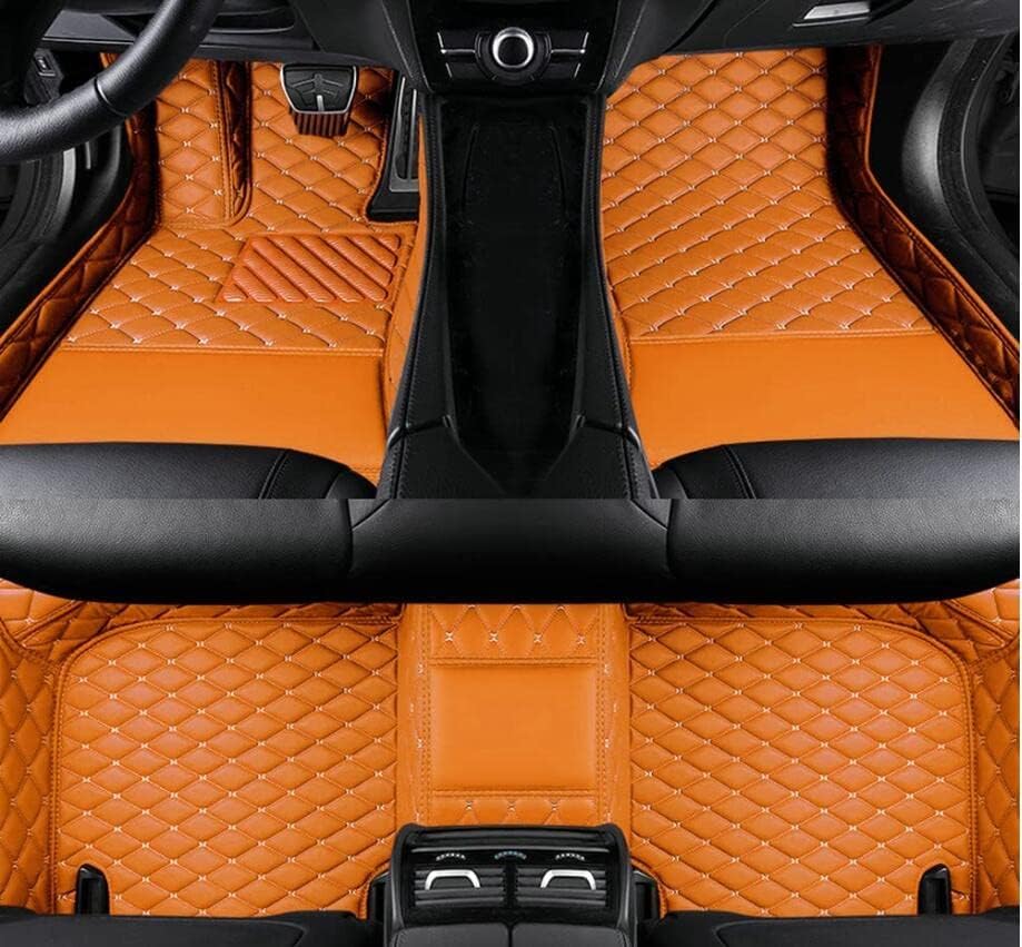 Custom All-Weather Protection Leather Car Floor Mats for Cars Sedan SUV Sports Car Waterproof Floor Mat (Orange)