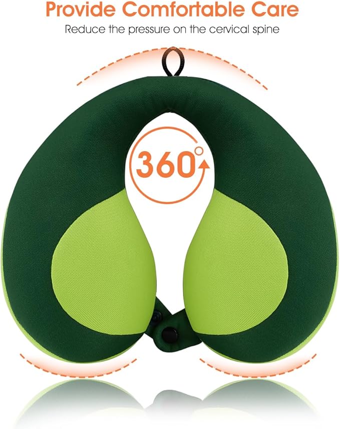 INFANZIA Kids Chin Supporting Travel Neck Pillow, Helps Support Head and Neck, Comfortably Designed for Head, Neck, and Chin Support - Gifts for Toddler/Child/Kids, Green