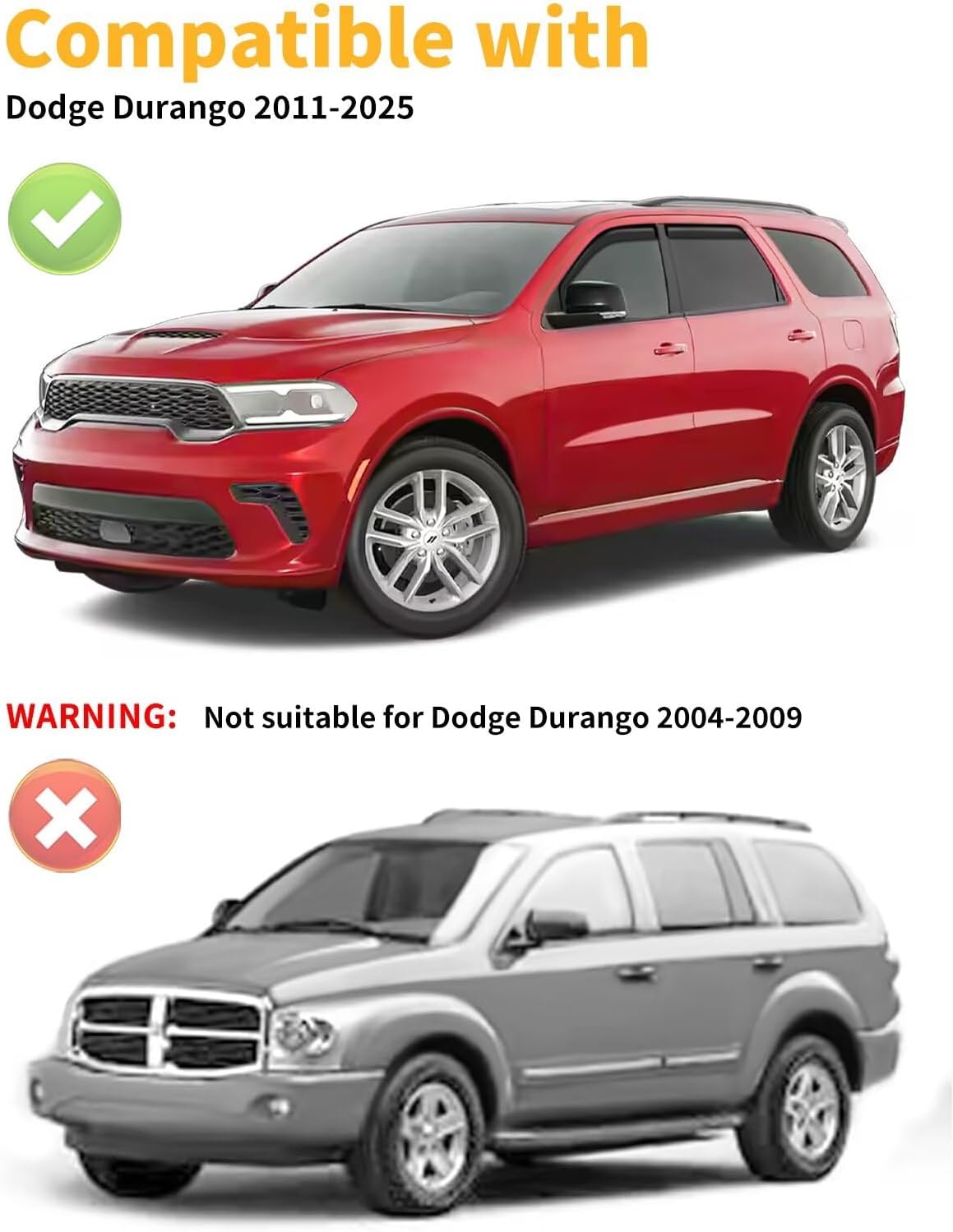 in-Channel Window Rain Guards Fit for Dodge Durango 2011-2025 Extra Durable Window Visors Window Deflectors Vent Visors Vent Shades Car Accessories-4 pcs 2-Q15