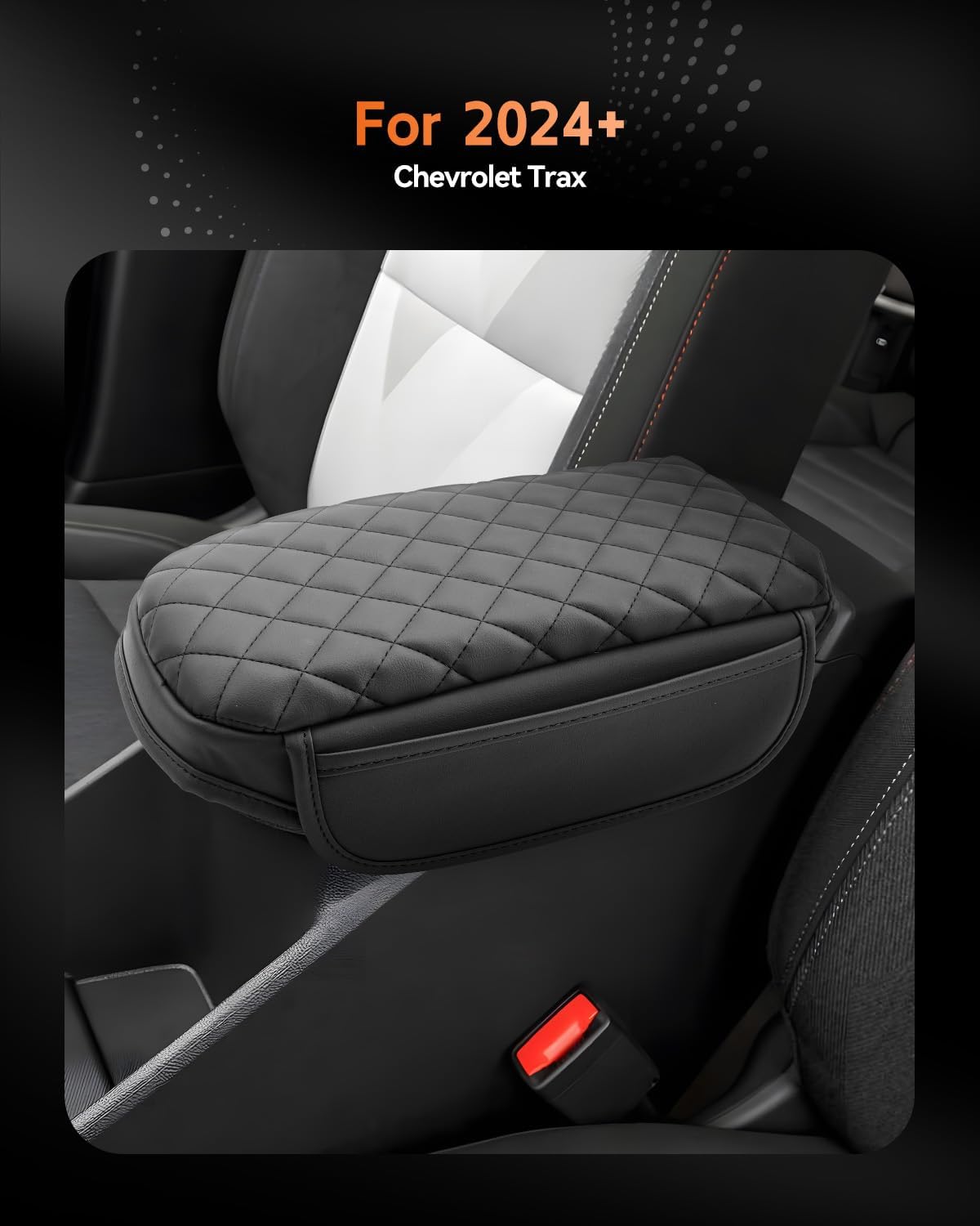 CDEFG for Chevrolet Trax 2024-2025 Center Console Cover Armrest Box Cover for Chevy Trax (LS, 1RS, LT, 2RS, ACTIV) Accessories Arm Rest Protector Leather Checkered Padded Side Pocket