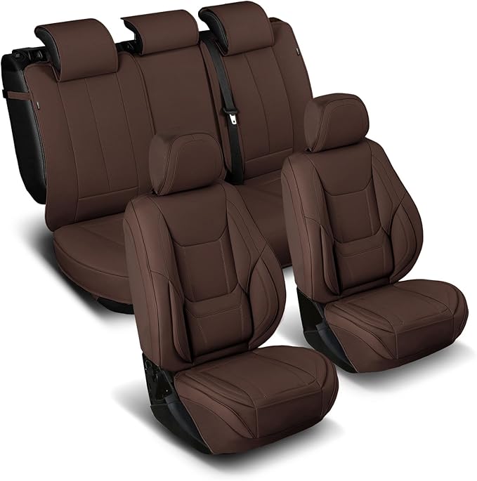 Coverland Custom Fit Car Seat Covers for SUV Compatible with [2022-2026 Hyundai Tucson] Premium Car Seat Cover Water Resistant Leather Non-Slip Interior Protector [Full set Dark Brown -Size Chart X58]