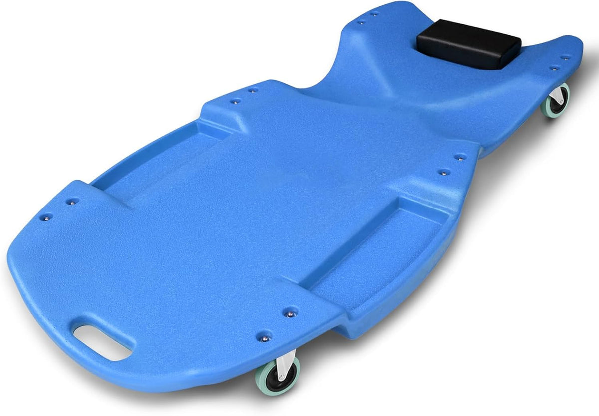 Magshion Mechanic Creeper with Padded Headrest & Tool Trays – 440 lbs Capacity, Rolling Garage Creeper with 6 Swivel Wheels, Lightweight & Portable Under Car Creeper for Auto Repair (Blue)