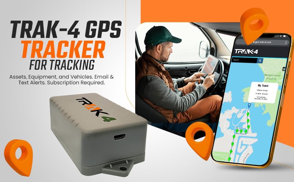 Trak-4 GPS Tracker for Vehicles, Assets, Equipment. Long Battery Life, Waterproof, Global Tracking. Low-Cost Subscription Required.