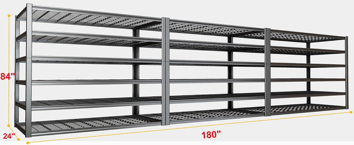 50" W Garage Shelving Heavy Duty, 6 Tier Garage Shelves, 50" W x 84" H x 24" D Adjustable Storage Shelving Unit, Commercial Metal Shelves for Warehouse, Basement, Shop,3 Pack
