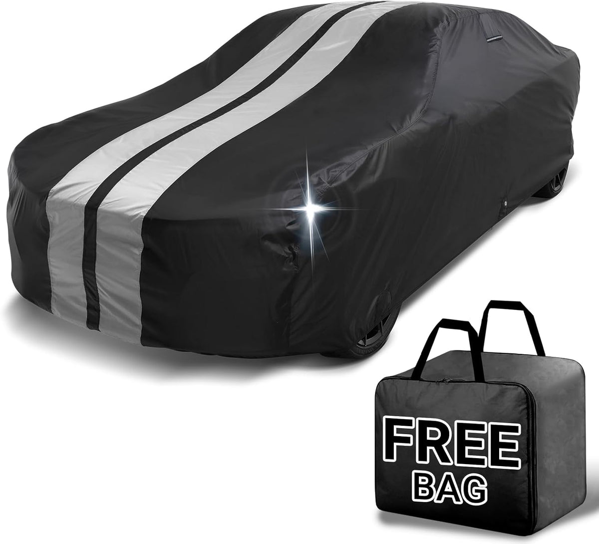 iCarCover Custom Car Cover for Buick Roadmaster Wagon (1991-1996) Waterproof All-Weather Rain Snow UV Sun Protector Full Exterior Indoor Outdoor Car Cover (Stripe - Black/Gray)