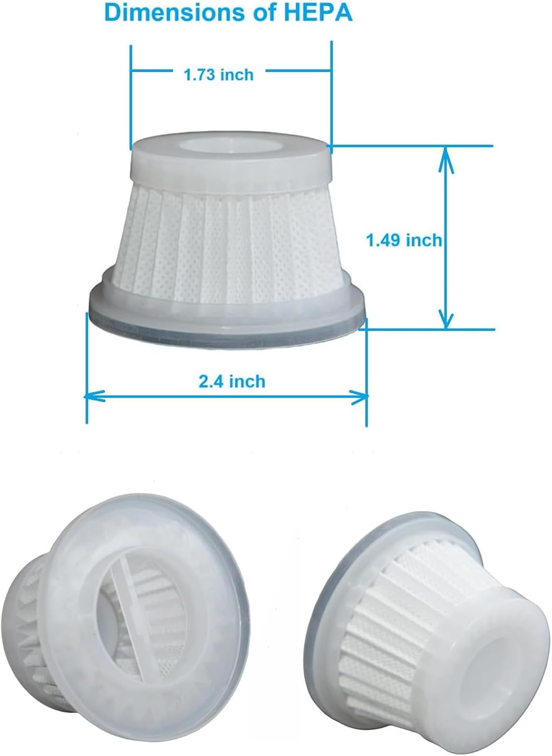4 Pack Hepa Replacement Filters Compatible with MBNGF Car Vacuum Cordless, Model X9 ULTRA, Handheld Car Vacuum Filters Works with ZARIMI X12-ULTRA Car Vacuum