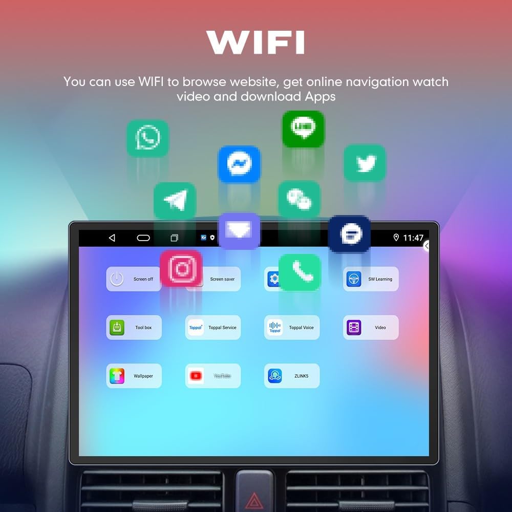 Kunfine Car CarPlay Android Auto Navigation Stereo GPS Radio Camera Display 13.1" QLED Touchscreen Headunit Tablet Media Player for Peugeot 301 2013-2022, if Applicable Octa Core 8G+256G Matte Black