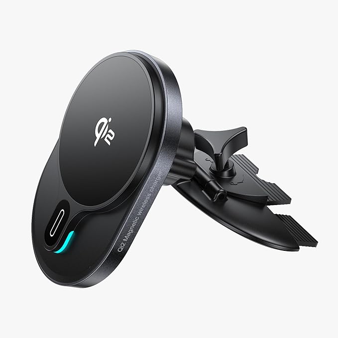for Qi2 15W Wireless MagSafe CD Car Mount Charger,CD Player Phone Mounts, CD Slot Phone Mount Holder for iPhone 17/16/15/14/13/12, Galaxy S25,Fast Charging for Magnetic iPhone Car Accessories