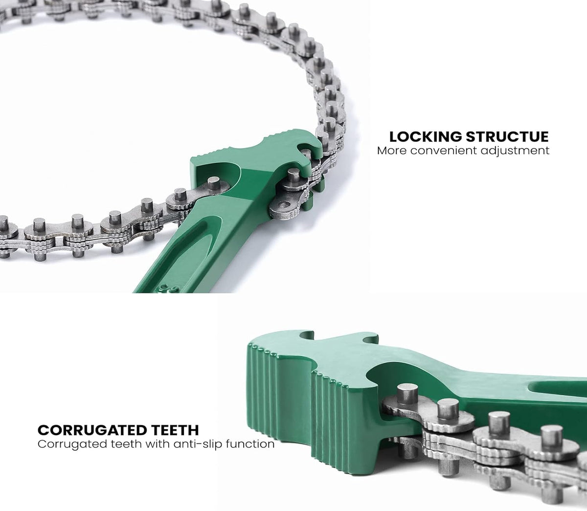 15 Inch Heavy Duty Chain Wrench for Semi Truck, Adjustable Ratcheting Oil Filter Spanner for Tool Pipe Fittings, Universal Drain, Sewer Cap, Shower Head Valve Removal
