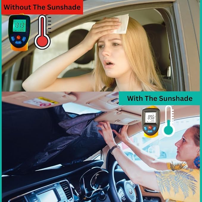 Windshield Sun Shade -Certified 99.87% UVB & 99.02% UVA Car Sun Shade. Award Winning Sunshade - Patented Technology | Compatible for Rivian R1S (2022-2026) | Car Shades by Kinder Fluff