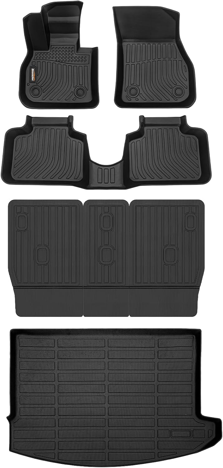 Binmotor-Floor Mats Cargo Liner Full Set for 2017-2024 Mini Countryman F60(Not for Manual Transmission),Waterproof TPE Rubber Liners for Mini Countryman Trunk Liner Accessories Mats