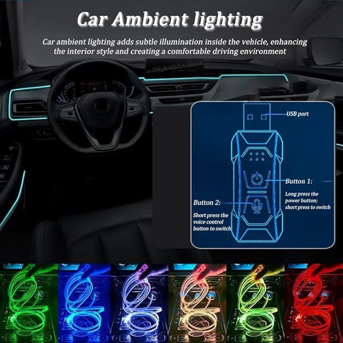 Car LED Strip Light for Alfa Romeo Giulia Quadrifoglio 2016–2025, 6 in 1 Car Ambient Lighting Kits, Interior Interior Light Sync to Music, Auto Decorations Interior Accessories, 8M