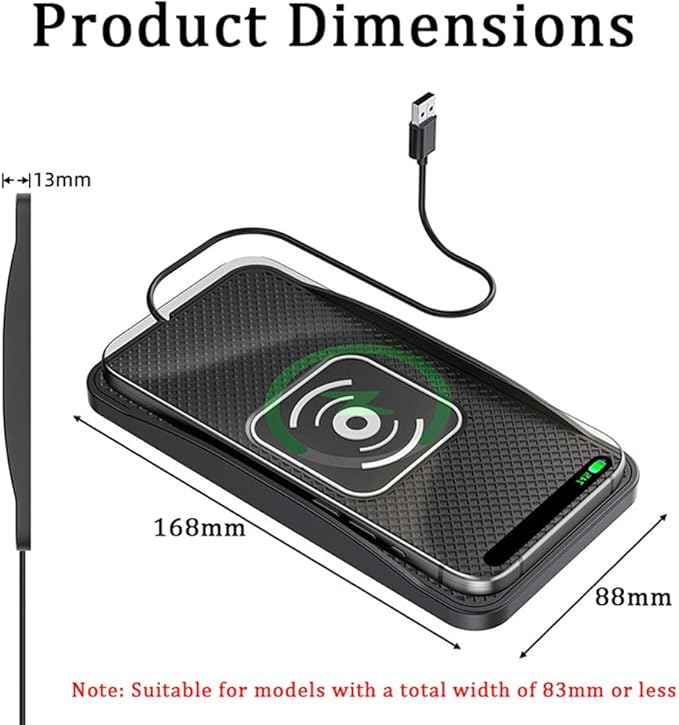 Wireless Car Charger Pad for Lincoln MKX 2007-2018, Type-C/USB 20W Car Wireless Charger Non-Slip Phone Charging Pad Car Accessories,B 30cm Cable USB Plug
