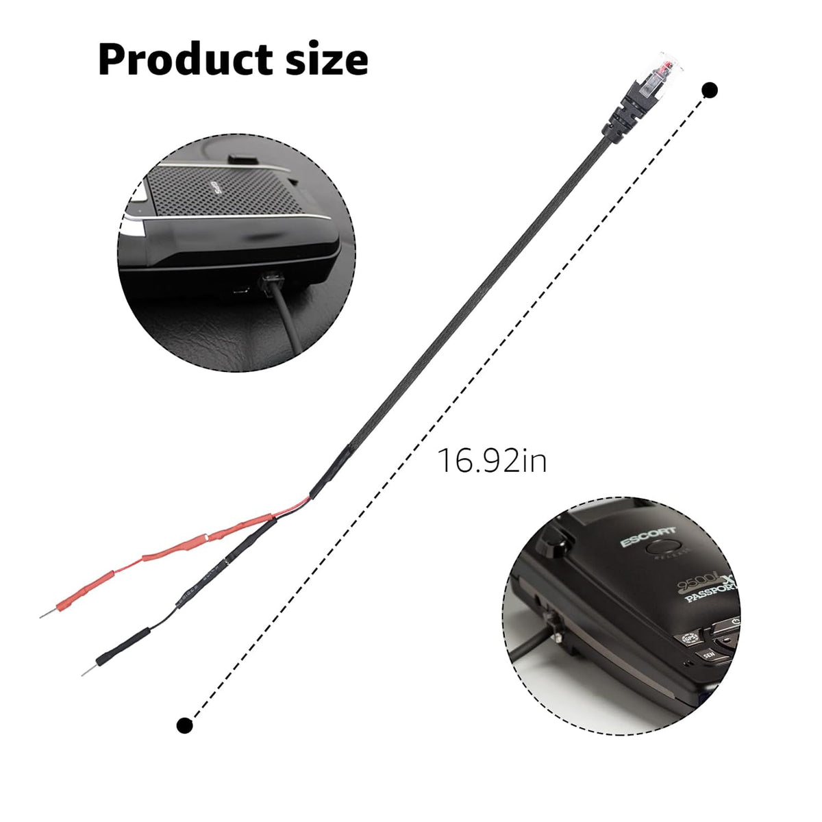 1PC RJ11 Replacement Mirror Wire Power Cord for Escort Radar Detectors，Fits Max 360C MaxCam Redline,Max Max2 Max 360,Inline Fuse,9500ix 8500x50 Redline Models ﻿