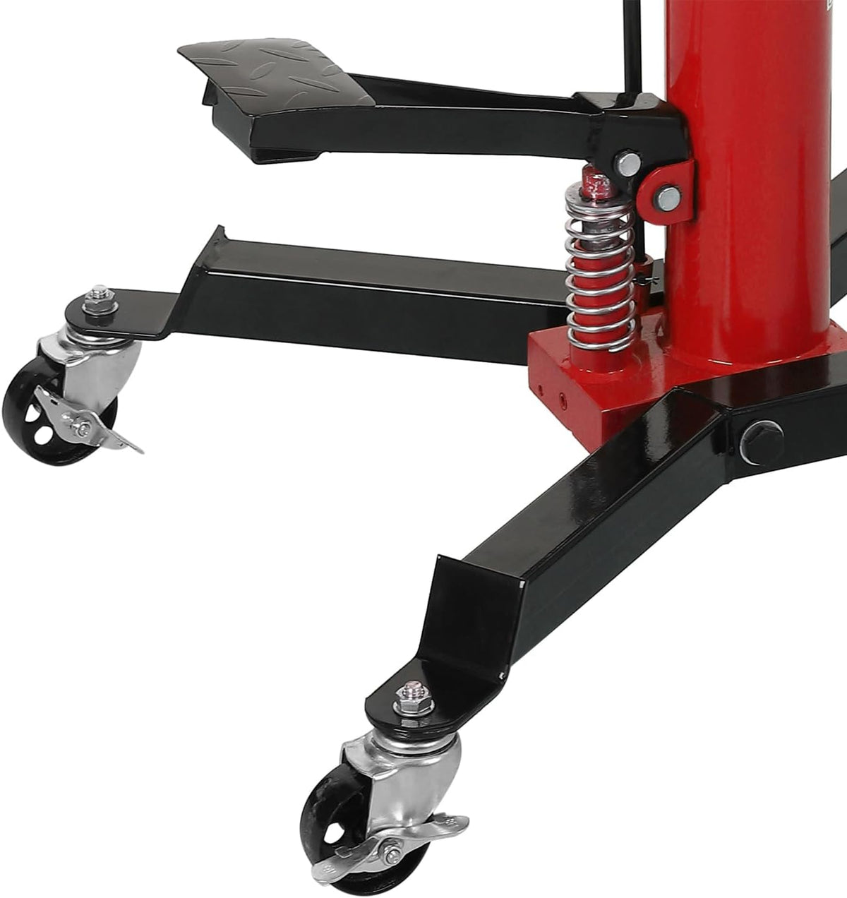Hydraulic Transmission Jack 1322 LBS (3/5 Ton) Capacity 33.8"-72.8" Lifting Height 2 Stage Hydraulic Telescoping Jack, Trans Jack Stand Heavy Duty with Foot Pedal and 360° Swivel Wheel, Red