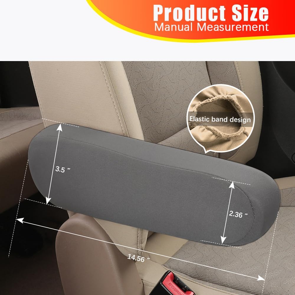 2PC Car Front Seat Armrest Covers,Universal Size Seat Arm Rest Cover,Flat Cloth Fabric Armrest Cover,Car Interior Accessories(Gray,1Pair)