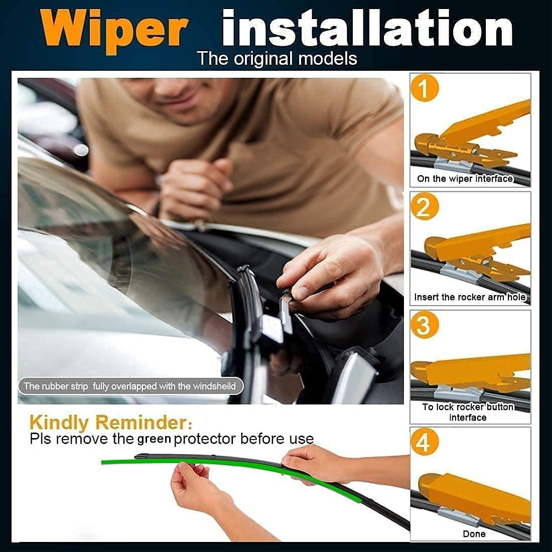 AUTOBOO 28"+28" Windshield Wipers with 15 Inch Rear Wiper Blade Replacement for Ford edge 2015 2016 2017 2018 2019 2020 2021 2022 2023-Original Factory Quality (Pack of 3)