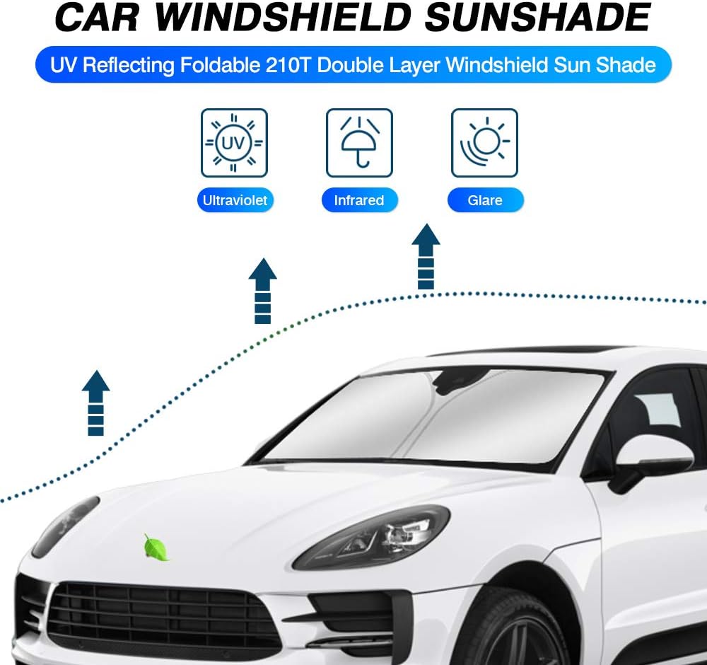KUST Windshield Sun Shade for 2014-2025 2026 Porsche Macan Accessories Sunshade Window Sun Visor Protector Foldable Blocks UV Rays Keep Your Car Cooler