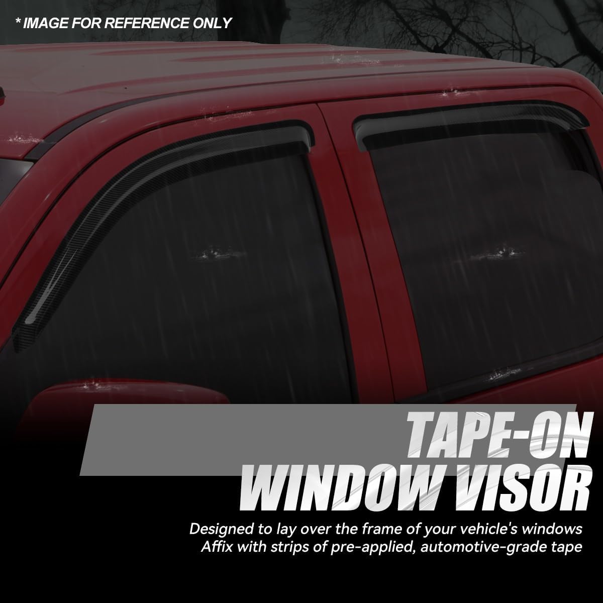 Auto Dynasty Set of 4 Carbon Fiber Pattern Window Visors Compatible with 00 01 02 03 04 05 06 Cadillac Escalade EXT ESV GMC Yukon, Tape-On Rain Guards Shield Vent Shade Deflector Glossy Black
