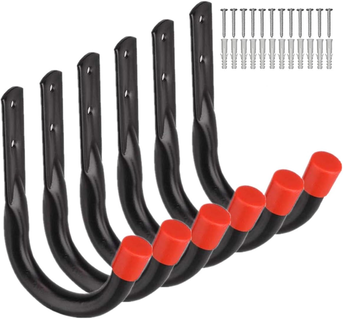 Heavy Duty Utility Garage Storage Hooks,Universal Wall Mount J Organizer Hangers for Hoses,Garden Tools,Cords,Cables,Toy Bag